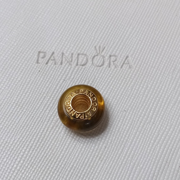 Pandora Solid 14k Gold Core Brown Mystic Murano No Scratches (Charm Only) - Picture 4 of 6